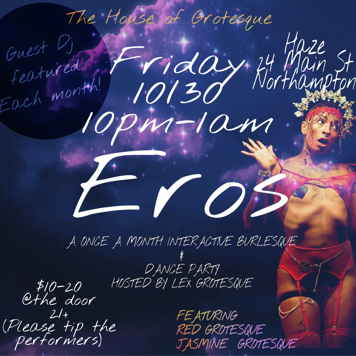 Flyer: Eros interactive queer burlesque dance party
