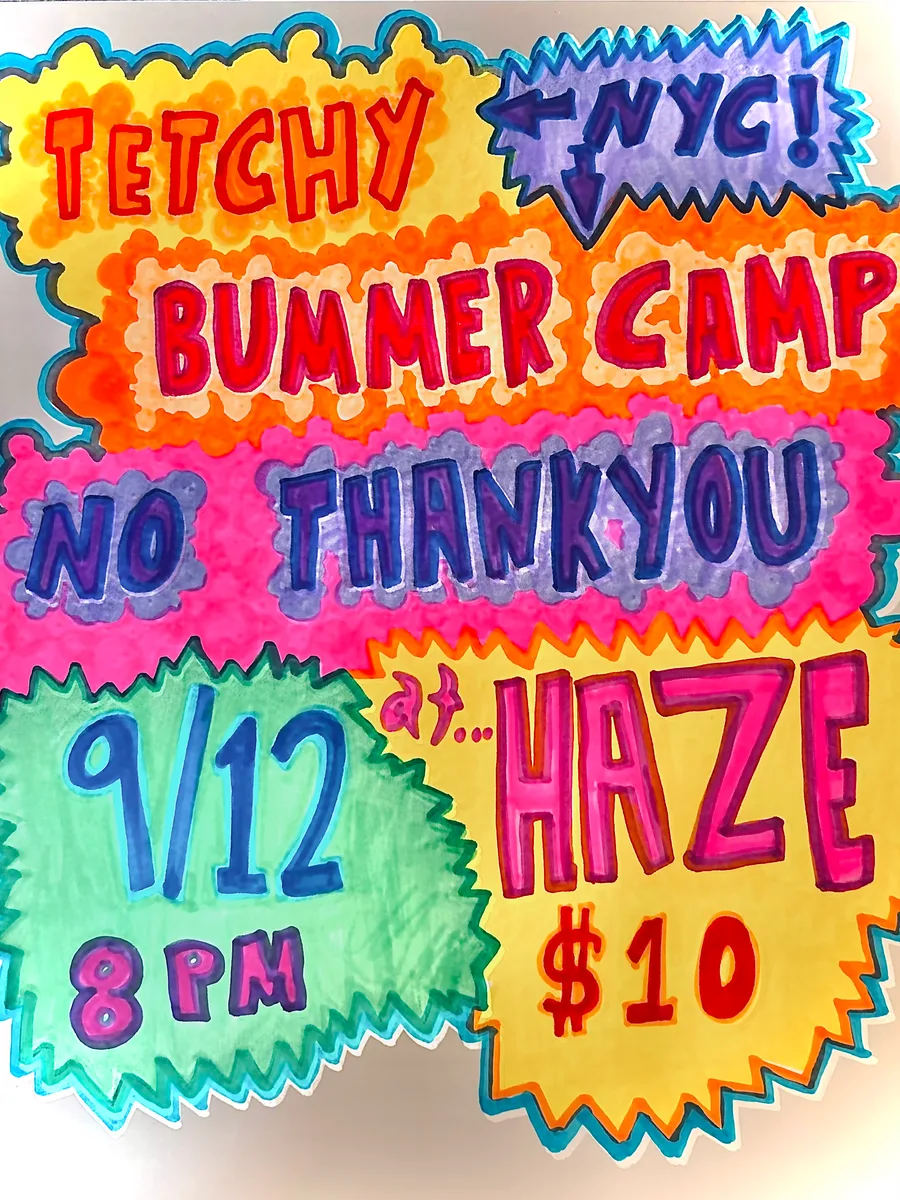 Flyer: Live Music: Tetchy, Bummer Camp, No Thank You